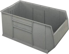 Quantum Storage - 175 Lb. Load Capacity, 41-7/8" Deep, Gray Polypropylene Hopper Stacking Bin - 17-1/2" High x 23-7/8" Wide x 41-7/8" Long - Caliber Tooling