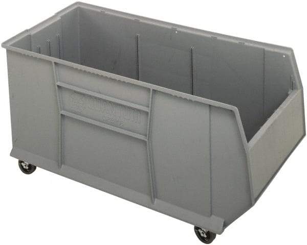 Quantum Storage - 175 Lb. Load Capacity, 41-7/8" Deep, Gray Polypropylene Hopper Stacking Bin - 17-1/2" High x 23-7/8" Wide x 41-7/8" Long - Caliber Tooling