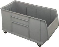 Quantum Storage - 175 Lb. Load Capacity, 41-7/8" Deep, Gray Polypropylene Hopper Stacking Bin - 17-1/2" High x 19-7/8" Wide x 41-7/8" Long - Caliber Tooling