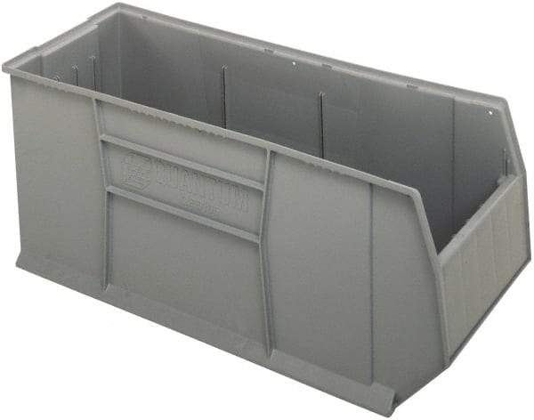 Quantum Storage - 175 Lb. Load Capacity, 41-7/8" Deep, Gray Polypropylene Hopper Stacking Bin - 17-1/2" High x 16-1/2" Wide x 41-7/8" Long - Caliber Tooling