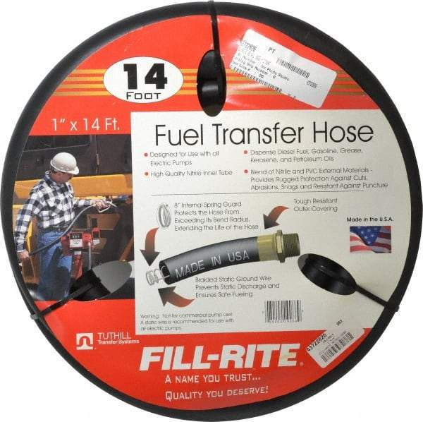 Tuthill - 1" ID x 1.45" OD x 14' OAL, NPT Petroleum Transfer Hose - -30 to 140°F - Caliber Tooling