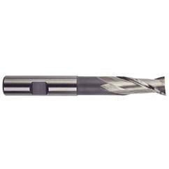 1/2 Dia. x 4 Overall Length 2-Flute Square End High Speed Steel SE End Mill-Round Shank-Center Cut-Uncoated - Caliber Tooling