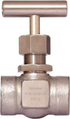 Brennan - 1/4" Pipe, Straight Needle Valve - PTFE Seal, Tube Ends, Stainless Steel Valve, 6,000 Max psi - Caliber Tooling