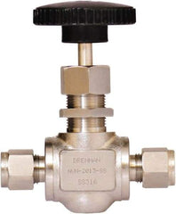 Brennan - 3/8" Pipe, Straight Needle Valve - PTFE Seal, Tube Ends, Stainless Steel Valve, 6,000 Max psi - Caliber Tooling