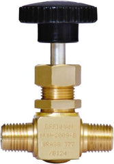 Brennan - 1/4" Pipe, Straight Needle Valve - PTFE Seal, NPT Ends, Brass Valve, 3,000 Max psi - Caliber Tooling