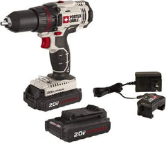 Porter-Cable - 20 Volt 1/2" Chuck Pistol Grip Handle Cordless Drill - 0-350 & 0-1500 RPM, Single-Sleeve Ratcheting Chuck, Reversible, 2 Lithium-Ion Batteries Included - Caliber Tooling