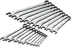 SK - 19 Piece, 6mm to 24mm, 12 Point Combination Wrench Set - Metric Measurement Standard, Chrome Finish, Comes in Rack - Caliber Tooling