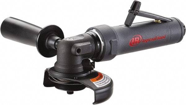 Ingersoll-Rand - 4" Wheel Diam, 13,500 RPM, Pneumatic Angle & Disc Grinder - 3/8-24 Spindle, 22 CFM, Rear Exhaust - Caliber Tooling