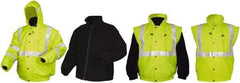 MCR Safety - Size XL, Lime, Rain, Cold Weather Rain Jacket - 3 Pockets, Rollaway Hood - Caliber Tooling