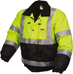 MCR Safety - Size 4XL, Lime, Rain, Cold Weather Rain Jacket - 3 Pockets, Rollaway Hood - Caliber Tooling