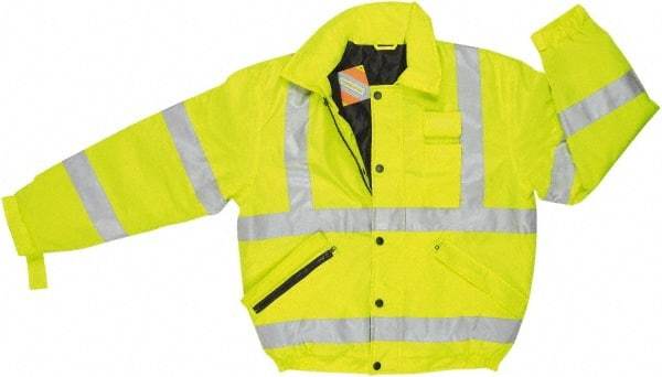 MCR Safety - Size 4XL, High Visibility Lime, Rain, Cold Weather Rain Jacket - 3 Pockets, Detachable Hood - Caliber Tooling