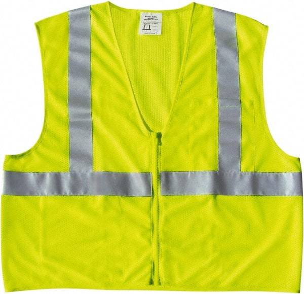 MCR Safety - Size 3XL High Visibility Lime Mesh General Purpose Vest - 27.4" Chest, ANSI 107-2015, Zipper Closure, 2 Pockets, Polyester - Caliber Tooling