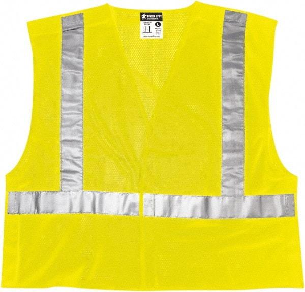 MCR Safety - Size 2XL High Visibility Lime Mesh Breakaway Vest - 26.4" Chest, ANSI 107-2015, Hook & Loop Closure, Polyester - Caliber Tooling