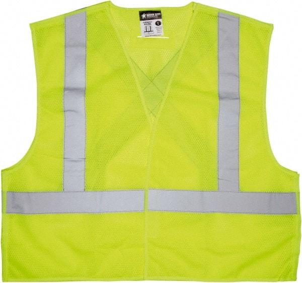 MCR Safety - Size 2XL High Visibility Lime Breakaway Vest - 26.4" Chest, ANSI 107-2015, Hook & Loop Closure, Polyester - Caliber Tooling