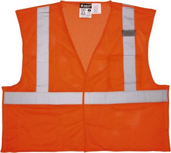 MCR Safety - Size 4XL Flame Resistant/Retardant Orange Mesh Breakaway Vest - 28.4" Chest, ANSI 107-2015, Hook & Loop Closure, 2 Pockets, Polyester - Caliber Tooling