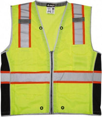 MCR Safety - Size M High Visibility Lime Mesh Surveyor's Vest - 24" Chest, ANSI 107-2015, Zipper Closure, Polyester - Caliber Tooling