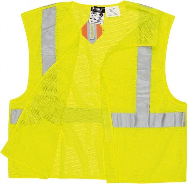 MCR Safety - Size 2XL Flame Resistant/Retardant Lime Mesh Breakaway Vest - 26.4" Chest, ANSI 107-2015, Hook & Loop Closure, 2 Pockets, Polyester - Caliber Tooling