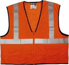 MCR Safety - Size 4XL High Visibility Orange Mesh General Purpose Vest - 28.4" Chest, ANSI 107-2015, Zipper Closure, 3 Pockets, Polyester - Caliber Tooling