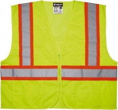 MCR Safety - Size XL Flame Resistant/Retardant Lime General Purpose Vest - 25.4" Chest, ANSI 107-2015, Zipper Closure, 2 Pockets, Polyester - Caliber Tooling