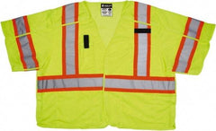 MCR Safety - Size L High Visibility Lime Mesh Surveyor's Vest - 26" Chest, ANSI 107-2015, Hook & Loop Closure, 5 Pockets, Polyester - Caliber Tooling