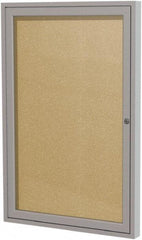 Ghent - 24" Wide x 18" High Enclosed Cork Bulletin Board - Rubber, Caramel - Caliber Tooling