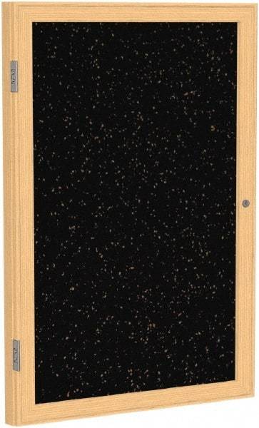 Ghent - 36" Wide x 30" High Enclosed Cork Bulletin Board - Rubber, Tan Speckled - Caliber Tooling