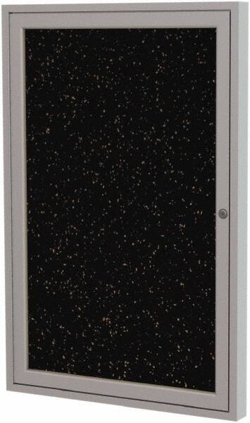 Ghent - 24" Wide x 18" High Enclosed Cork Bulletin Board - Rubber, Tan Speckled - Caliber Tooling