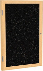 Ghent - 24" Wide x 18" High Enclosed Cork Bulletin Board - Rubber, Tan Speckled - Caliber Tooling