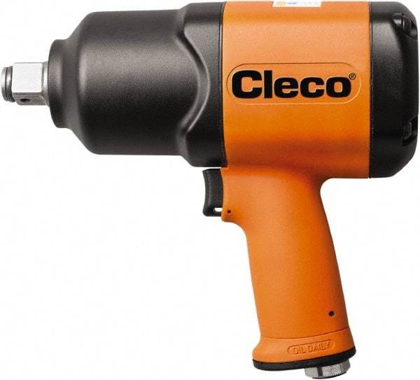 Cleco - 1/2" Drive, 8,000 RPM, 800 Ft/Lb Torque Impact Wrench - Pistol Grip Handle, 1,250 IPM, 64 CFM, 90 psi, 1/4" NPT Inlet - Caliber Tooling