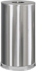 Rubbermaid - 15 Gal Silver Round Decorative Waste Receptacle With Top - Steel, 28" High - Caliber Tooling