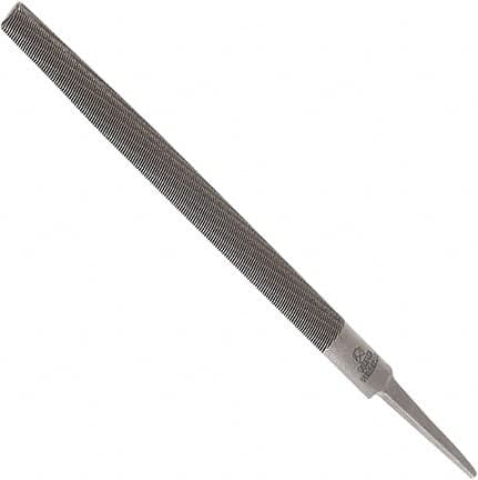 Anglo American - 10" Long, Smooth Cut, Half Round American-Pattern File - Double Cut, 0.28" Overall Thickness, Tang - Caliber Tooling