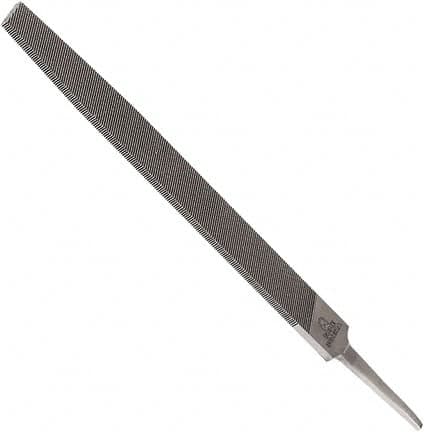 Anglo American - 10" Long, Smooth Cut, Flat American-Pattern File - Double Cut, 0.24" Overall Thickness, Tang - Caliber Tooling