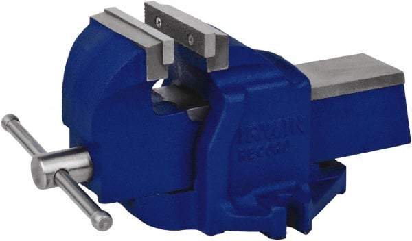 Irwin - 3" Jaw Width, 3-3/4" Opening Capacity, 1-7/8" Throat Depth, Steel Stationary Bench Vise - Bolt Down Base Attachment - Caliber Tooling