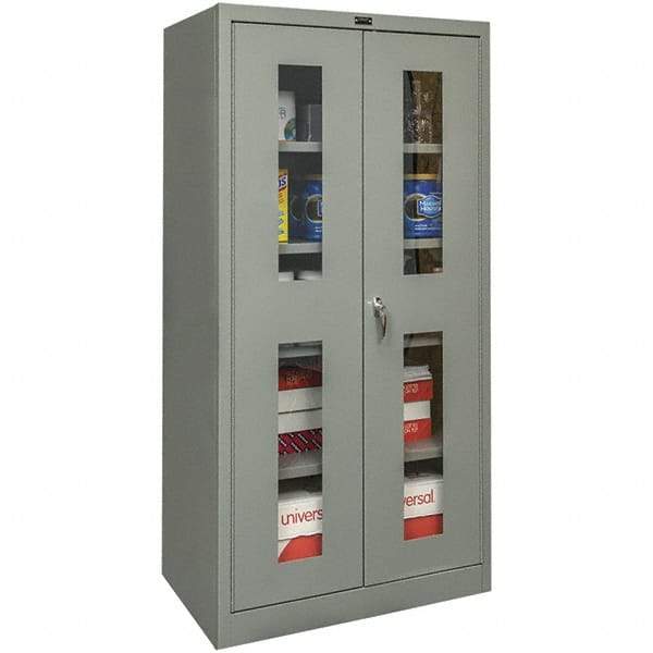 Hallowell - 4 Shelf Locking Storage Cabinet - Steel, 48" Wide x 18" Deep x 72" High, Gray - Caliber Tooling