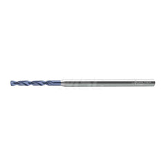 Micro Drill Bit: 0.1122″ Dia, 140 °, Solid Carbide AlTiN Finish, RH Cut, Spiral Flute, Straight-Cylindrical Shank, Series A3389AML