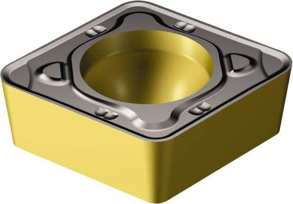 Sandvik Coromant - CCMT32.53 MR Grade 2220 Carbide Turning Insert - TiCN/AI2O3/TiN Finish, 80° Diamond, 3/8" Inscr Circle, 5/32" Thick, 3/64" Corner Radius - Caliber Tooling