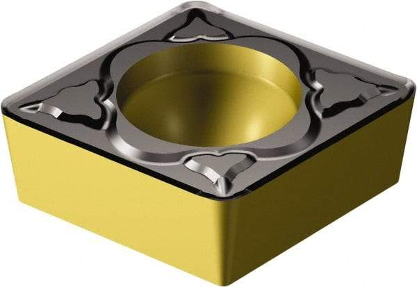 Sandvik Coromant - CCMT432 PM Grade 4315 Carbide Turning Insert - TiCN/Al2O3/TiN Finish, 80° Parallelogram, 1/2" Inscr Circle, 3/16" Thick, 1/32" Corner Radius - Caliber Tooling