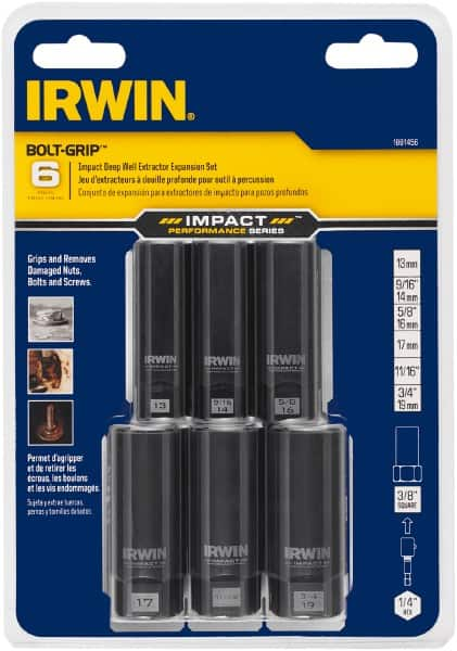 Irwin - 6 Piece Bolt Extractor Set - Magnetic Rail - Caliber Tooling