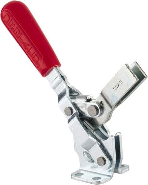 De-Sta-Co - 375 Lb Holding Capacity, Vertical Handle, Manual Hold Down Toggle Clamp - 57° Handle Movement, 99° Bar Opening, U-Bar, Flanged Base, Carbon Steel - Caliber Tooling