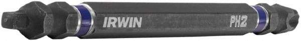 Irwin - #2" Square Size Phillips/Square Screwdriver Bit - 1/4" Hex Drive, 4" OAL - Caliber Tooling