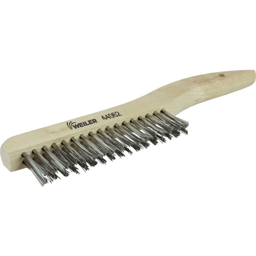 Hand Wire Scratch Brush. .012 Stainless Steel Fill, Shoe Handle, 2 × 17 Rows - Caliber Tooling