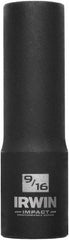 Irwin - 1/2" Drive 9/16" Deep Thin Wall Impact Socket - 6 Points, 3-1/4" OAL - Caliber Tooling