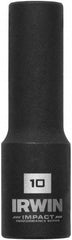 Irwin - 3/8" Drive 10mm Deep Thin Wall Impact Socket - 6 Points, 2-1/2" OAL - Caliber Tooling