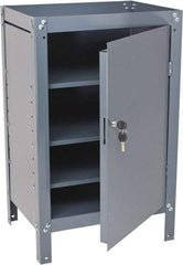 Value Collection - 3 Shelf Combination Storage Cabinet & Work Table - Gray, 21" Wide x 34" High - Caliber Tooling