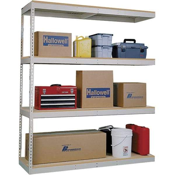 Hallowell - 4 Shelf Add-On Open Steel Shelving - 620 Lb Capacity, 96" Wide x 84" High x 48" Deep, Tan - Caliber Tooling