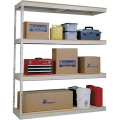 Hallowell - 4 Shelf Add-On Open Steel Shelving - 750 Lb Capacity, 48" Wide x 84" High x 24" Deep, Tan - Caliber Tooling