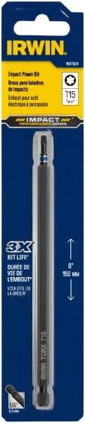 Irwin - T15 Torx Bit - 1/4" Hex Drive, 6" OAL - Caliber Tooling