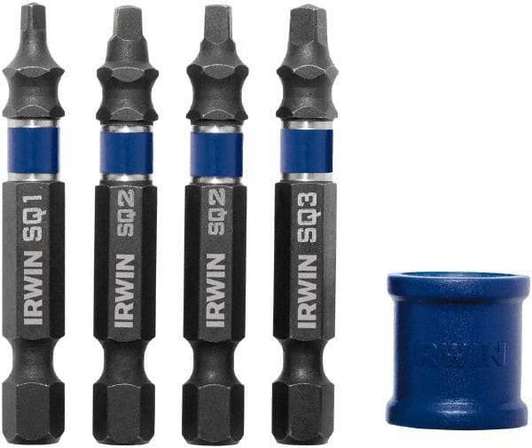 Irwin - 5 Piece, Screwdriver Power Bit Set - #1 to #3 Square Recess - Caliber Tooling