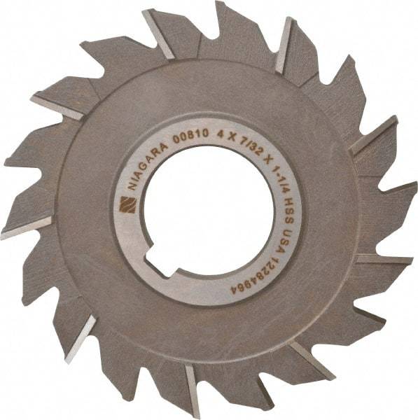 Keo - 4" Diam x 7/32" Width of Cut, 18 Teeth, High Speed Steel Side Milling Cutter - Staggered Teeth, Uncoated - Caliber Tooling