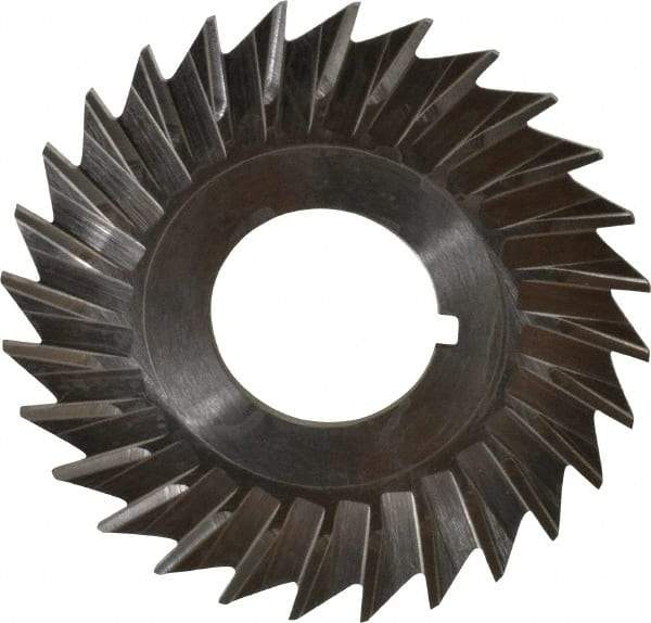 Keo - 2-1/2" Blade Diam x 1/16" Blade Thickness, 7/8" Hole, 28 Teeth, High Speed Steel Side Chip Saw - Straight Tooth, Arbor Connection, Right Hand Cut, Uncoated, with Keyway - Caliber Tooling